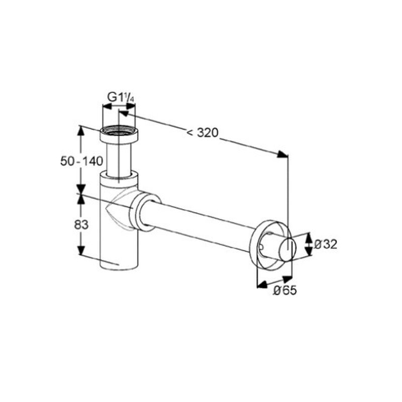 Сифон, Kludi, бутылочный, 1 1/4" х 32, цвет-золото брашированное