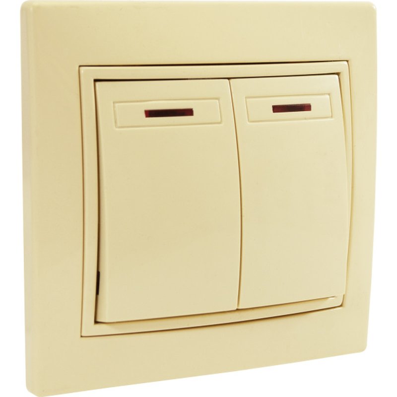 Выключатель двухклавишный с подсветкой С/У. бежевый Jilion 9533145
