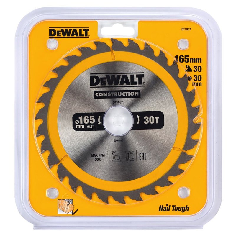 Пильный диск DEWALT CONSTRUCTION DT1937 165/30 мм. DT1937-QZ