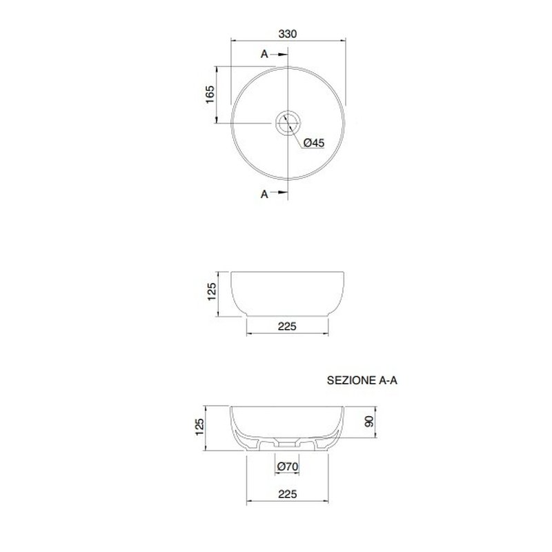 Раковина, Scarabeo, Glam, шгв 330*330*125, отверстия для смесителя-отсутствуют, цвет-белый
