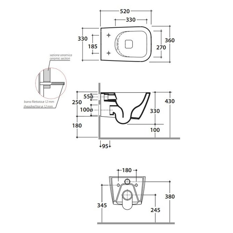 Унитаз, Globo STONE подвесной шгв 360*520*330 CERASLIDE BATAFORM цвет-белый матовый STS05BO