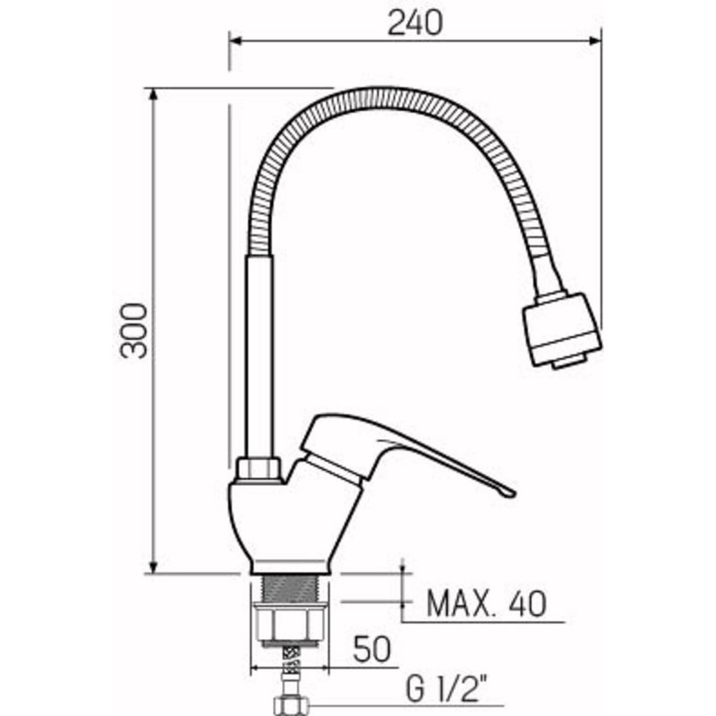 Смеситель для кухни РМС SL50-016F с гибким изливом Хром