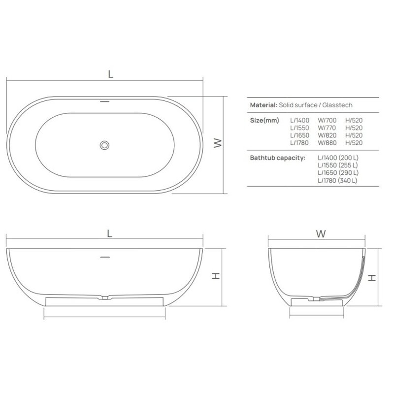 Ванна, , Shadow, шгв 1650*820*520, цвет-Classic Green DEA Design DD8619 1650 R6