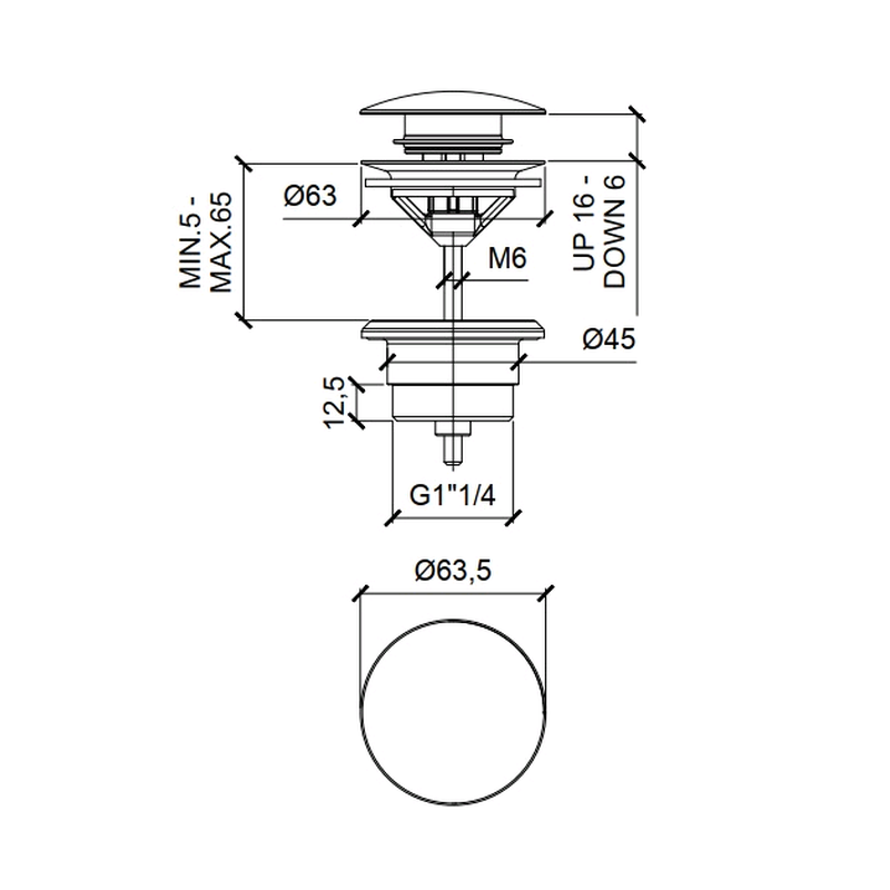 Донный клапан, Almar, для раковин, 1 1/4", цвет-Copper Brushed PVD (ПРОДАЕТСЯ ТОЛЬКО В КОМПЛЕКТЕ С ОСНОВНЫМ ИЗДЕЛИЕМ) (Товар заказной, возврату не подлежит)