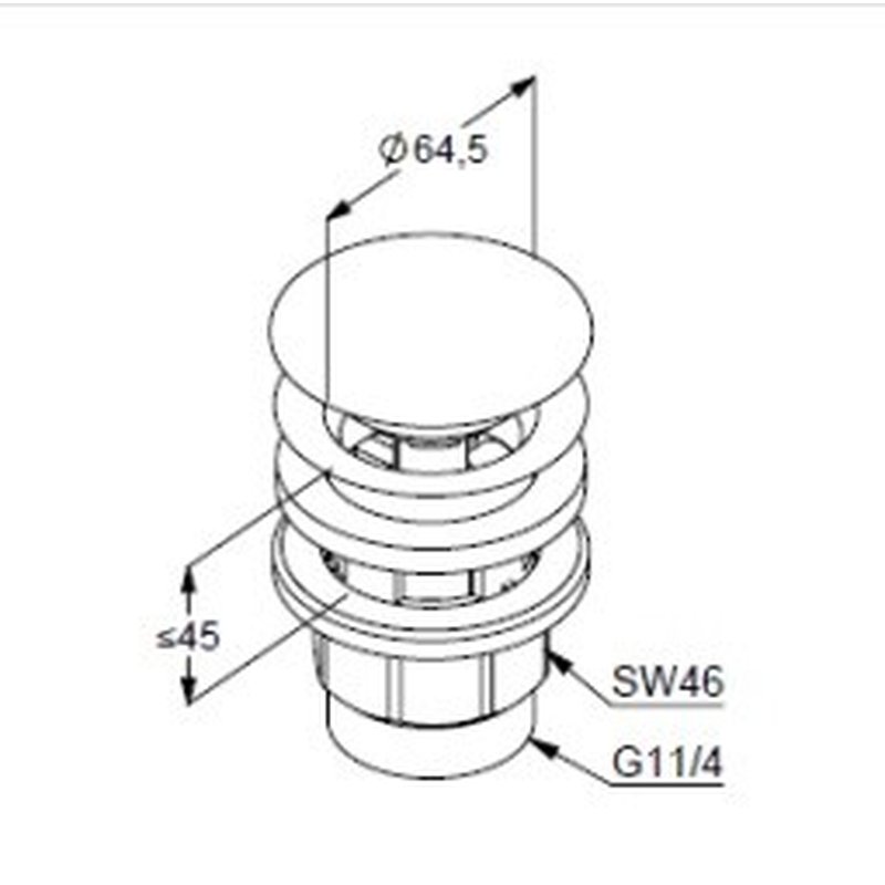 Донный клапан, Kludi, для раковин, 1 1/4", цвет-хром