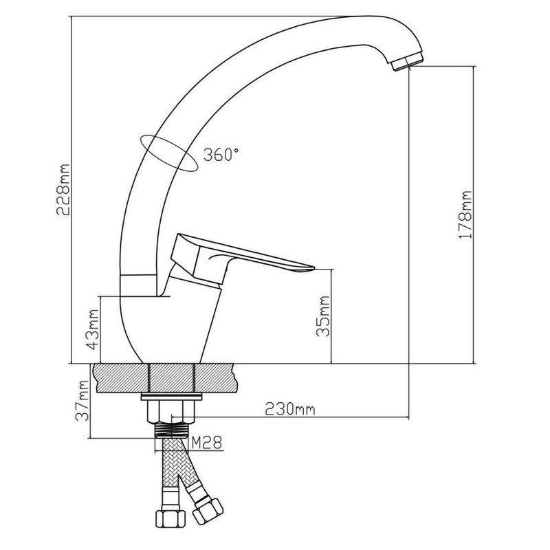 Смеситель для кухни BOOU B8274-10F однорычажный Латунь
