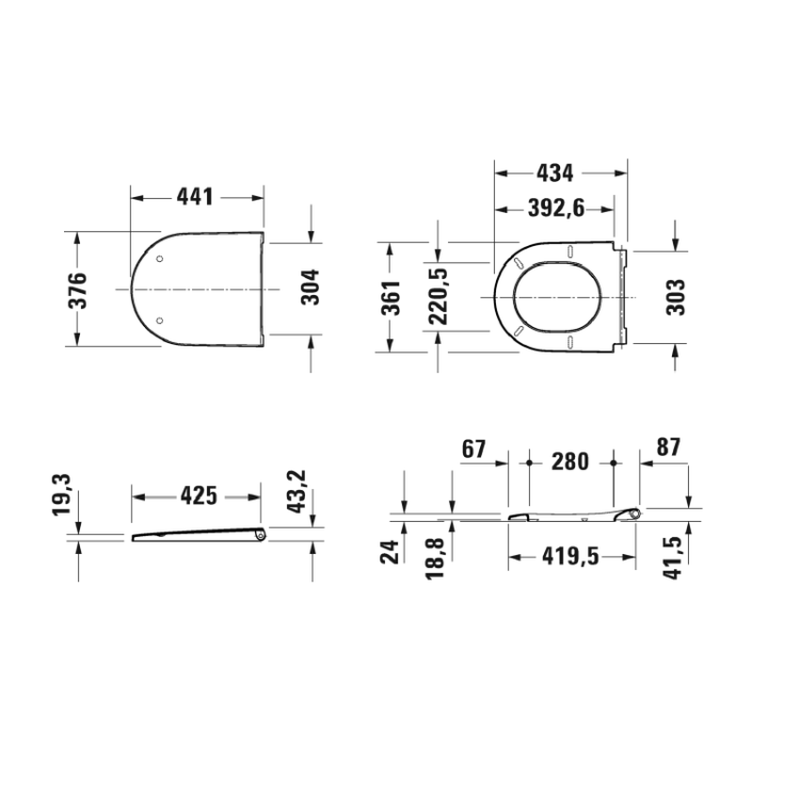 Сиденье для унитаза, Duravit, D-Neo, шг 376*441, цвет-белый (ПРОДАЕТСЯ ТОЛЬКО В КОМПЛЕКТЕ С ОСНОВНЫМ ИЗДЕЛИЕМ)
