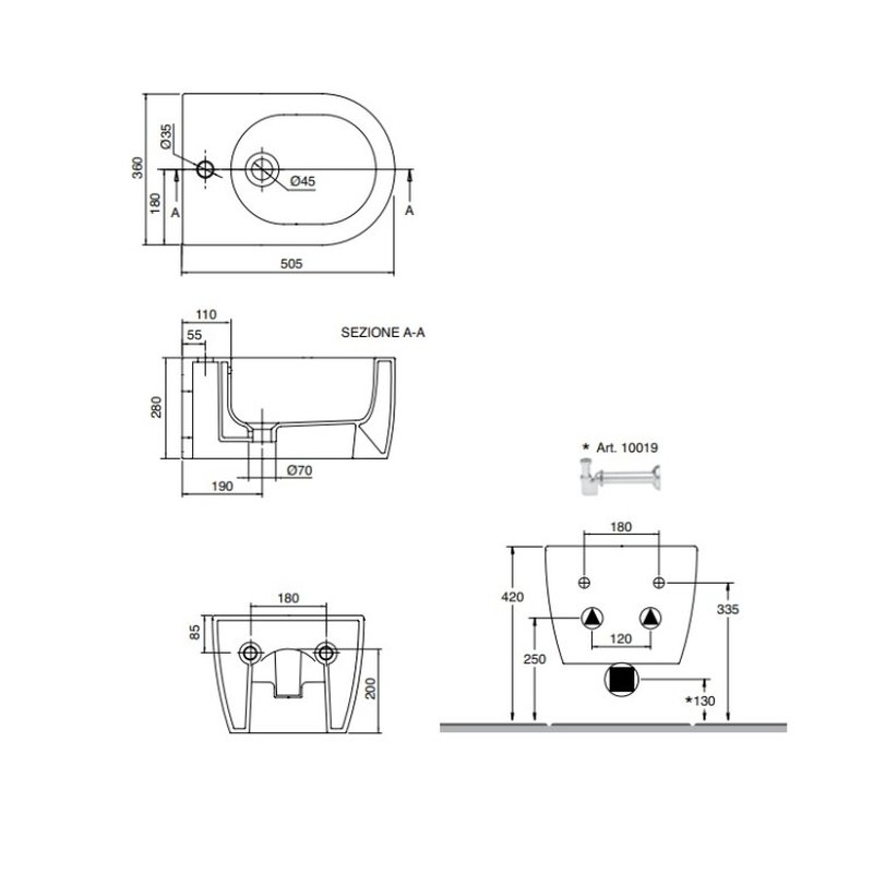 Биде, Scarabeo, Moon, подвесной, шгв 360*505*280, цвет-белый