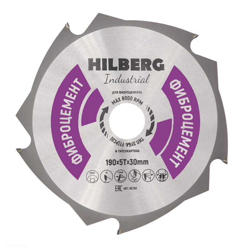 Диск пильный Hilberg Industrial Фиброцемент 190*5T*30 mm Hilberg HC190