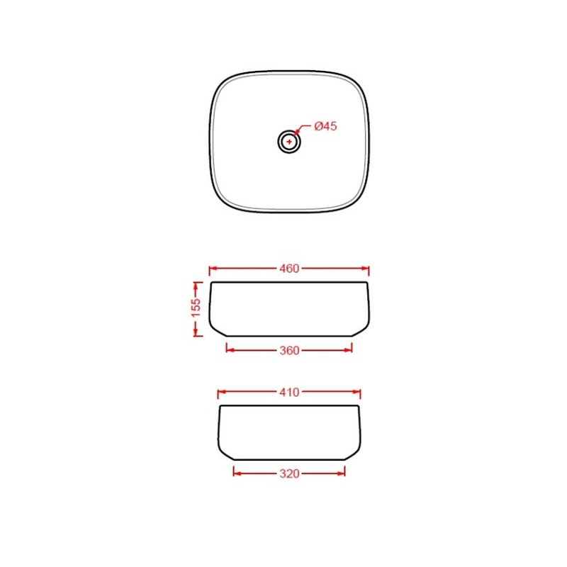 Раковина, Artceram, Cognac Quadro, шгв 460*410*155, отверстия для смесителя-отсутствуют, цвет-белый глянцевый