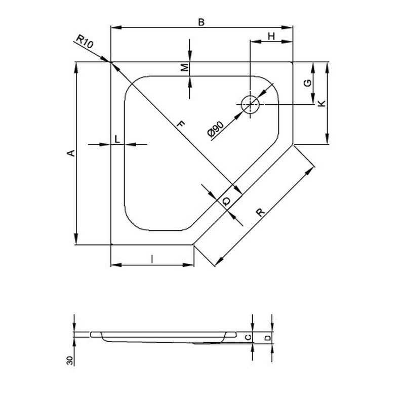 Душевой поддон, Bette, BetteCaro, шгв 900*900*35, цвет-белый
