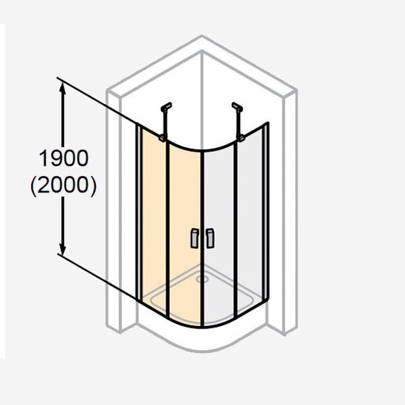 Дверь, Huppe, Design Pure, шв 1000*2000, Black Edition, цвет стекла-прозрачный (для заказа готового душевого ограждения 1/4 круга с двухстворчатой дверью необходимо выбрать 2 шт)