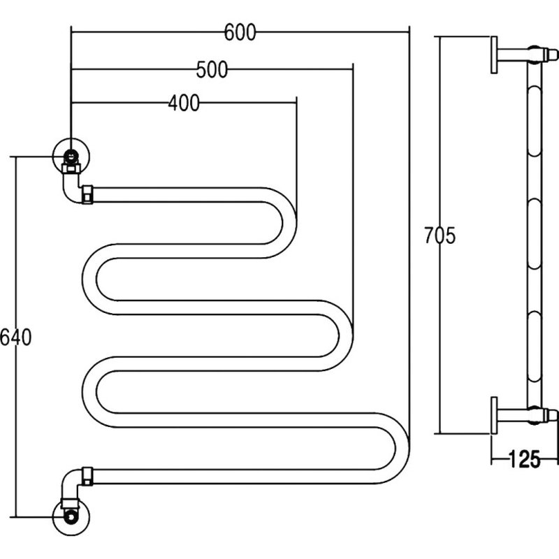 Полотенцесушитель, , Vento, 405, шгв 600*125*705 мм, цвет-золото Margaroli 405GO