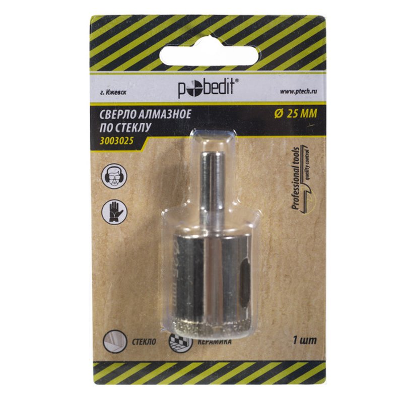 Сверло труб. алмазное по стеклу D-25мм Pobedit 3003025