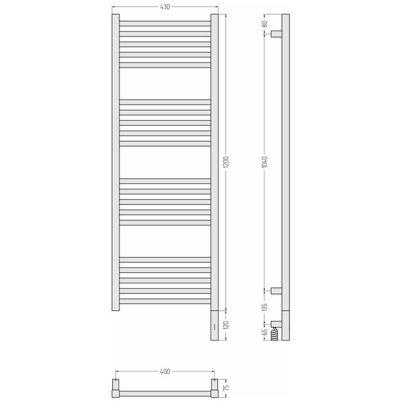 Полотенцесушитель, , Модус 3.1, шгв 430*75*1320, справа, МЭМ, цвет-сталь Сунержа 00-5901-1240