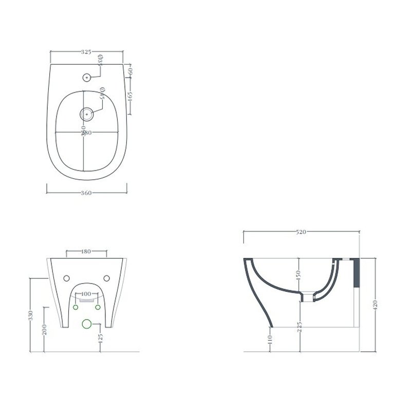 Биде, Artceram, Ten, подвесной, шгв 360*520*310, цвет-белый