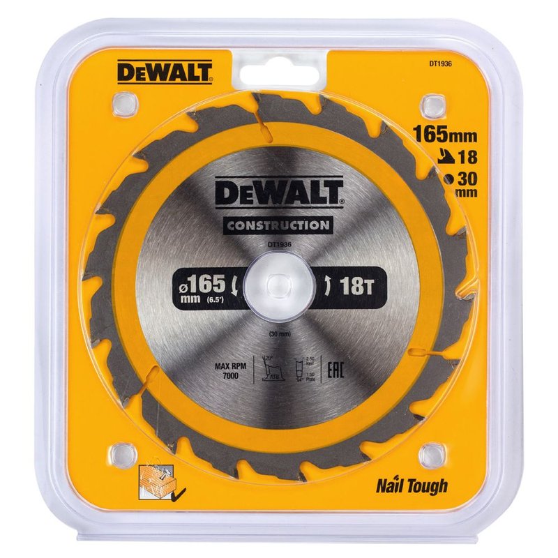 Пильный диск DEWALT CONSTRUCTION DT1936 165/30 мм. DT1936-QZ