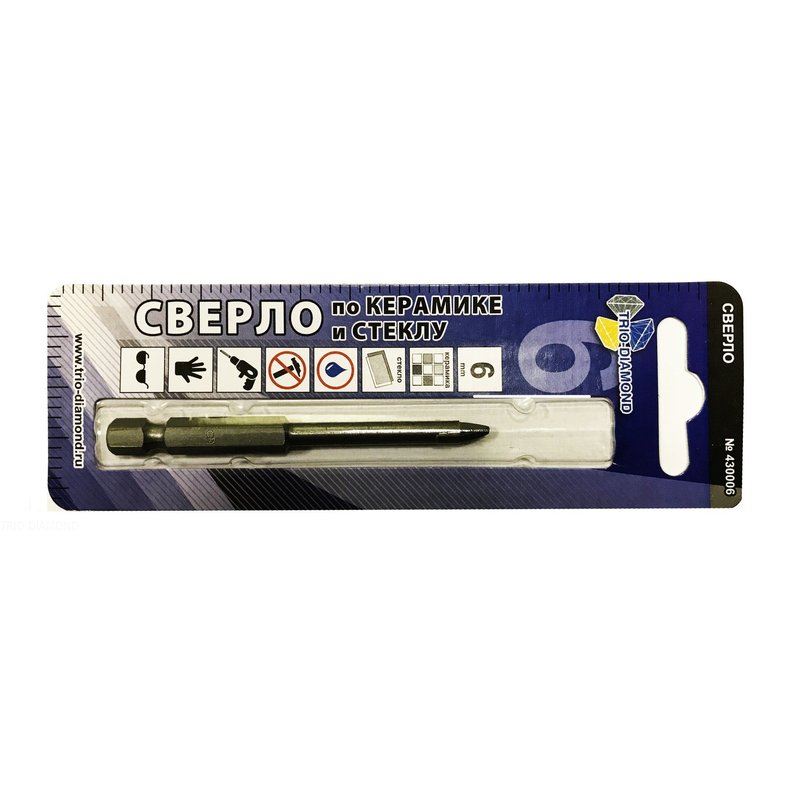 Сверло по керамике и стеклу 6мм Trio-Diamond 430006