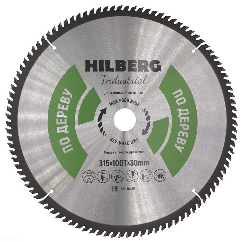 Диск пильный Hilberg Industrial Дерево 315*30*100Т Hilberg HW317
