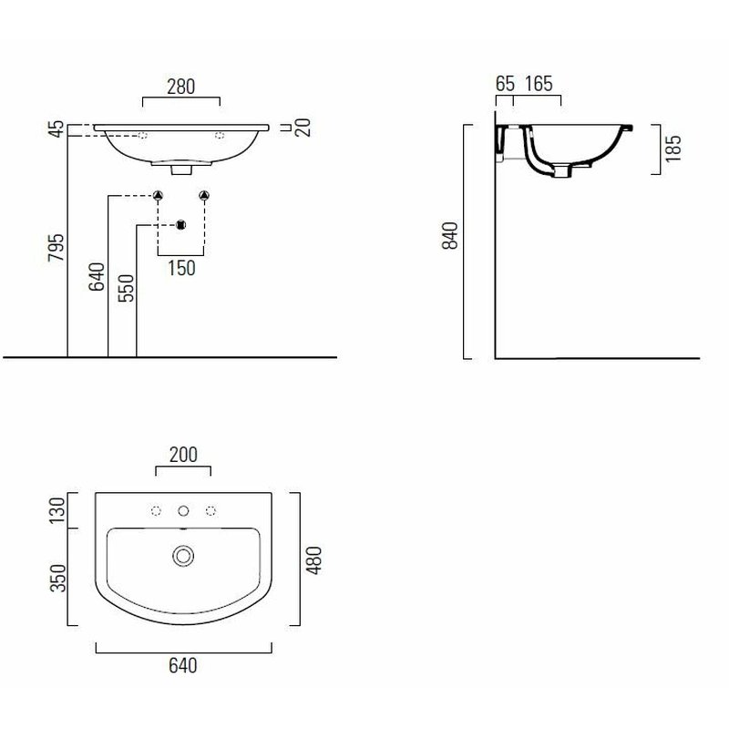 Раковина, GSI, City, шгв 640*480*185, цвет-белый глянцевый