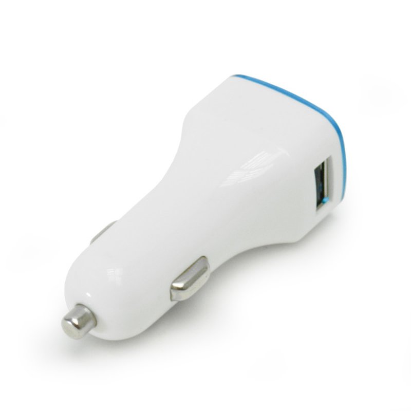 Автомобильный USB-адаптер 2USB 2100мА, белый с синим кольцом Jilion 9537081