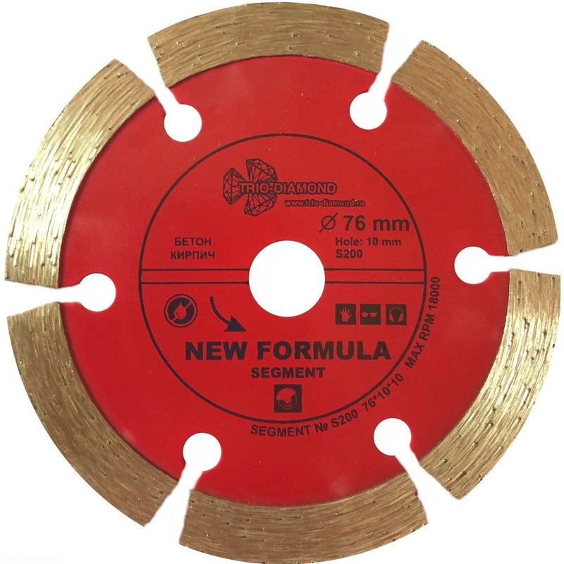 Диск алмазный отрезной 76*10 Сегментный Trio-Diamond S200