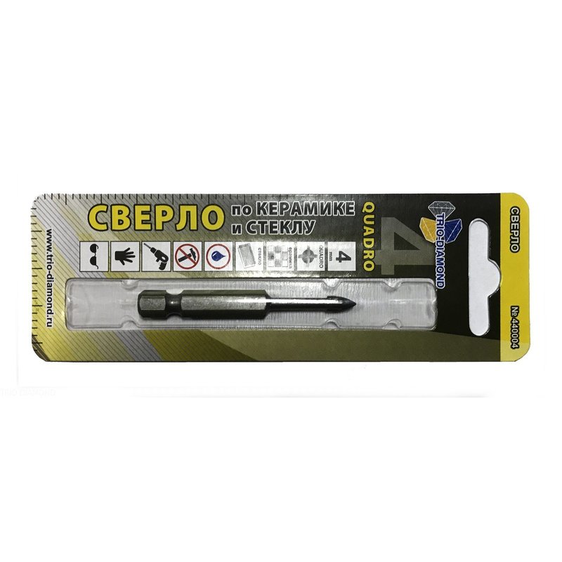 Сверло по керамике и стеклу квадро 4мм Trio-Diamond 440004