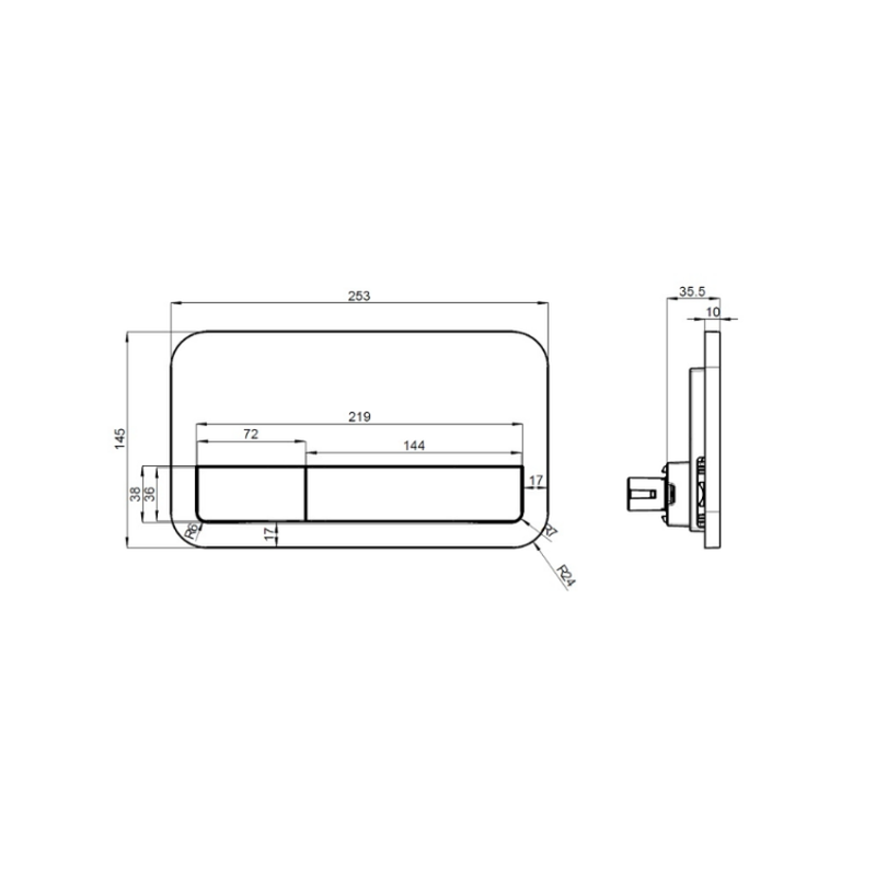 Клавиша смыва, Villeroy&Boch ViConnect назначение-для унитаза шгв 253*10*145 цвет-хром Villeroy&Boch 92249061