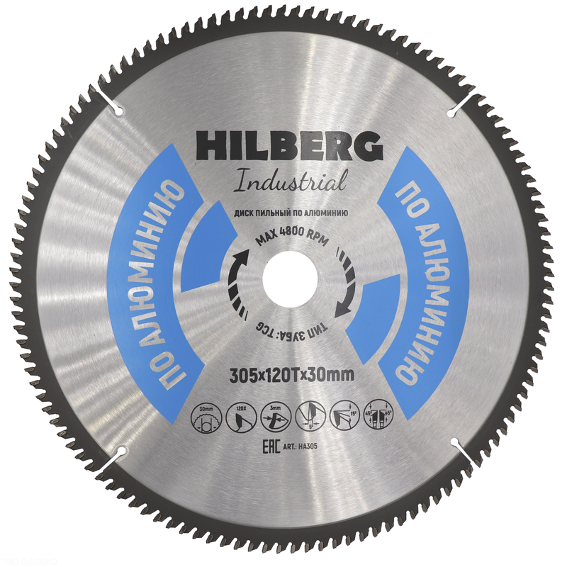 Диск пильный Hilberg Industrial Алюминий 305*30*120Т Hilberg HA305