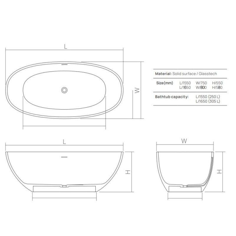 Ванна, , Nature, шгв 1650*800*580, цвет-Brown Copper DEA Design DD8628 1650 R9