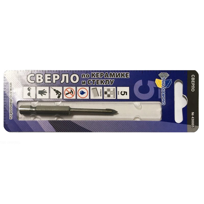 Сверло по керамике и стеклу 5мм Trio-Diamond 430005