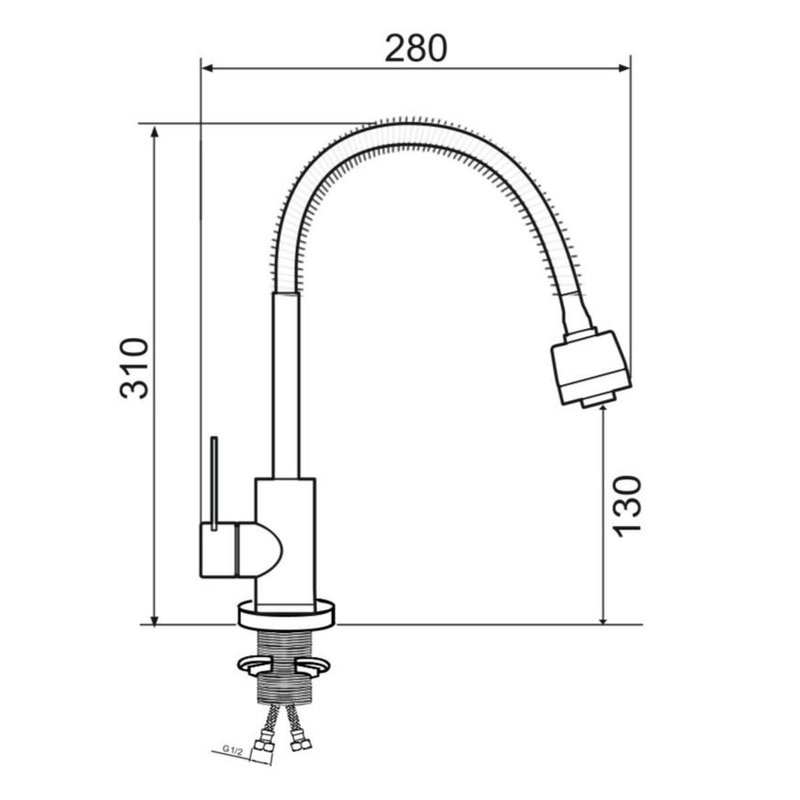 Смеситель для кухни РМС SUS124-016F Нержавеющая сталь