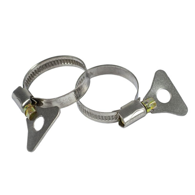 Хомуты червячные накатные с металлическим ключом, нерж. сталь, 2 шт./уп., 20-35 мм Политех Инструмент Инструмент 3205035