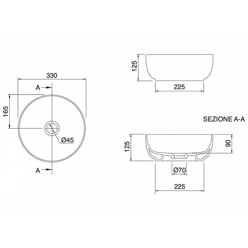 Раковина, Scarabeo Glam шгв 330*330*125 отверстия для смесителя-отсутствуют BIOKER цвет-Lava 180837BK