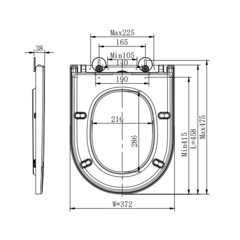Сиденье для унитаза, Splendy, Classic, шгв 372*458*38, цвет-белый
