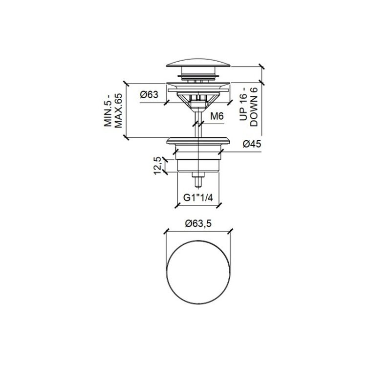 Донный клапан, Almar, для раковин, 1 1/4", цвет-Gun Metal Brushed PVD (ПРОДАЕТСЯ ТОЛЬКО В КОМПЛЕКТЕ С ОСНОВНЫМ ИЗДЕЛИЕМ) (Товар заказной, возврату не подлежит)