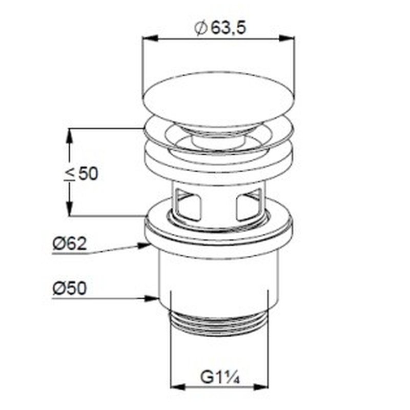 Донный клапан, Kludi, для раковин, 1 1/4", цвет-черный матовый