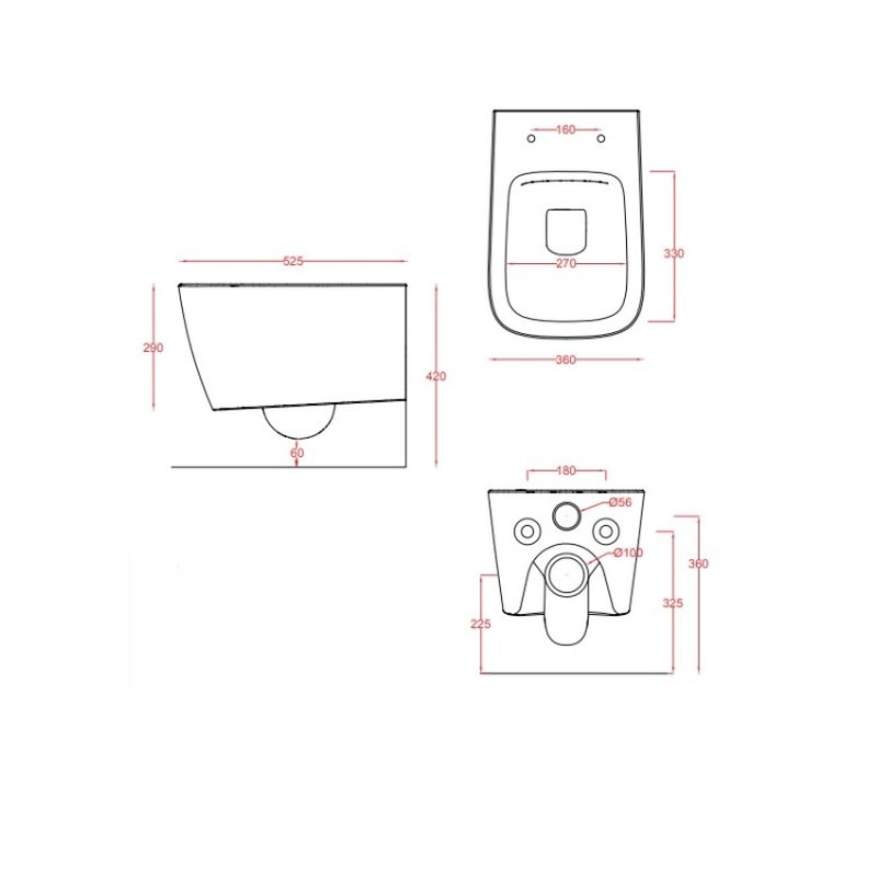 Унитаз, Artceram, A16, подвесной, шгв 360*525*290, цвет-белый матовый