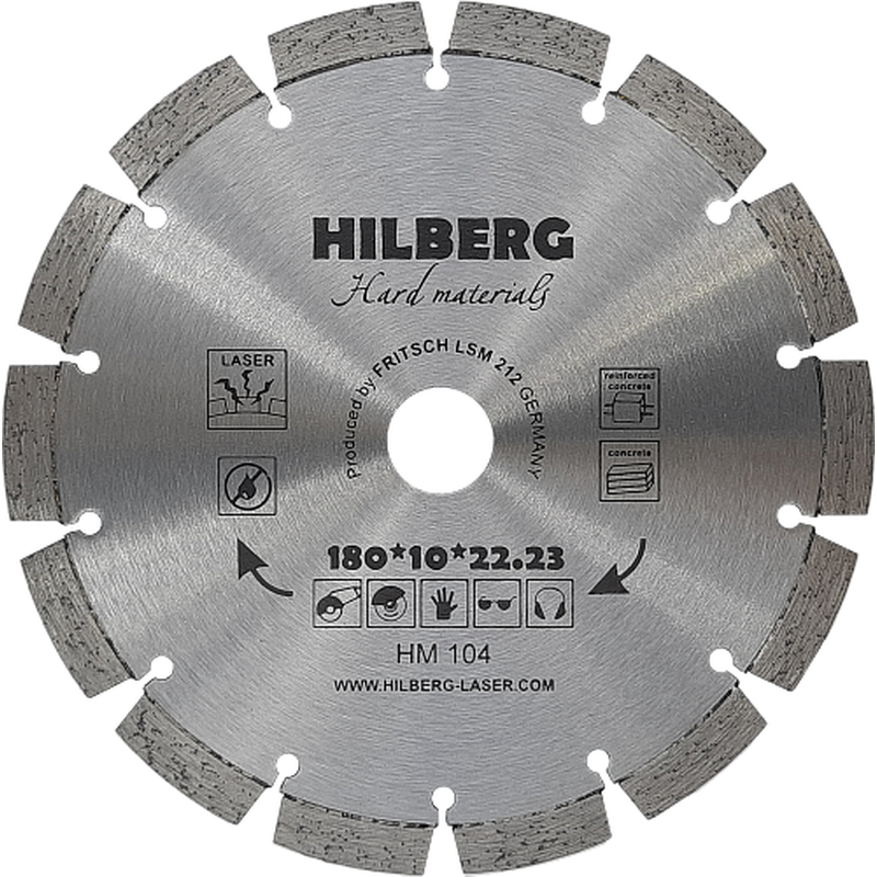 Диск алмазный отрезной 180*22,23 Hilberg Hard Materials Лазер Hilberg HM104