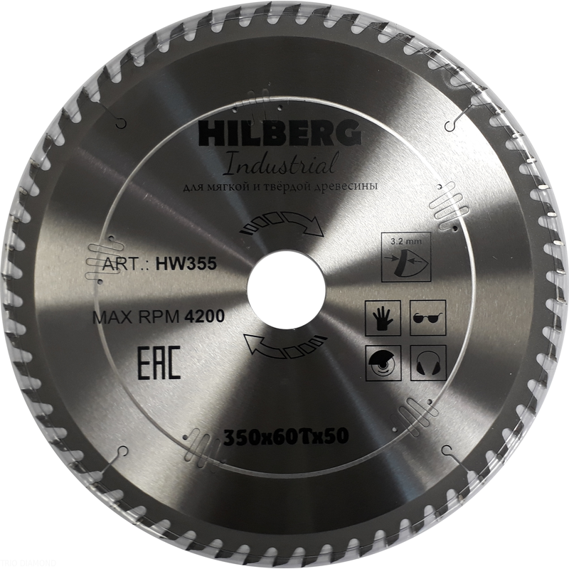 Диск пильный Hilberg Industrial Дерево 350*50*60Т Hilberg HW355