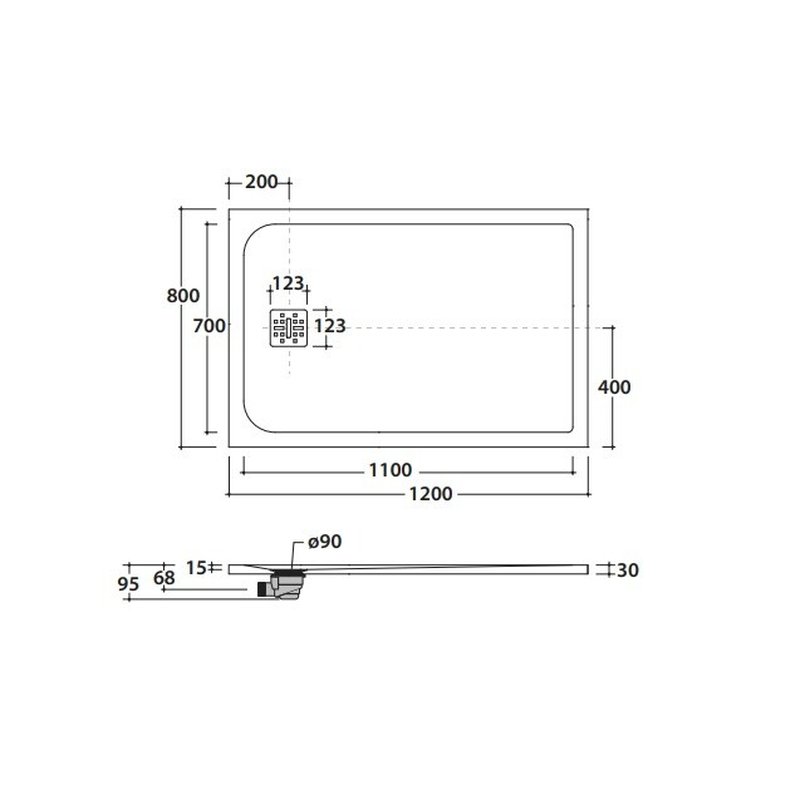 Душевой поддон, Globo DOCCIAPIETRA шгв 1200*800*30 с антислипом BATAFORM цвет-белый DP12080501
