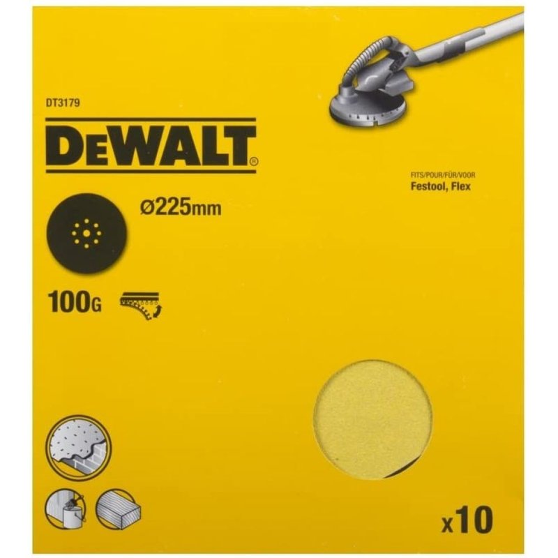 Шлифлисты DEWALT DT3179 9 отверстий 225 мм 100G 10 шт DT3179-QZ