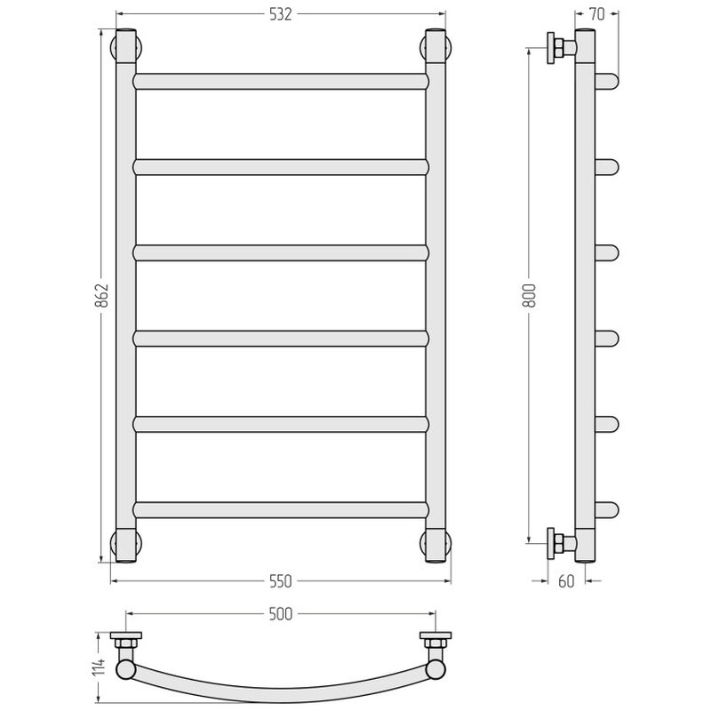 Полотенцесушитель, Сунержа Галант+ шгв 500*114*800 цвет-сталь 0002008050