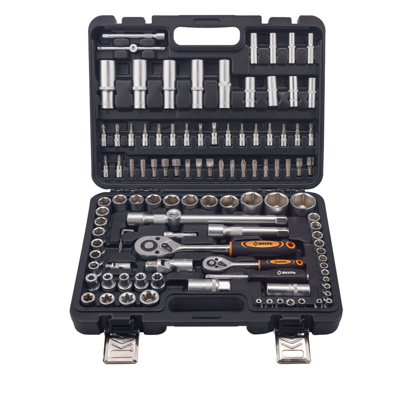 Набор инструментов, 1/2", 1/4", в кейсе 108 предм Вихрь 73/6/7/15