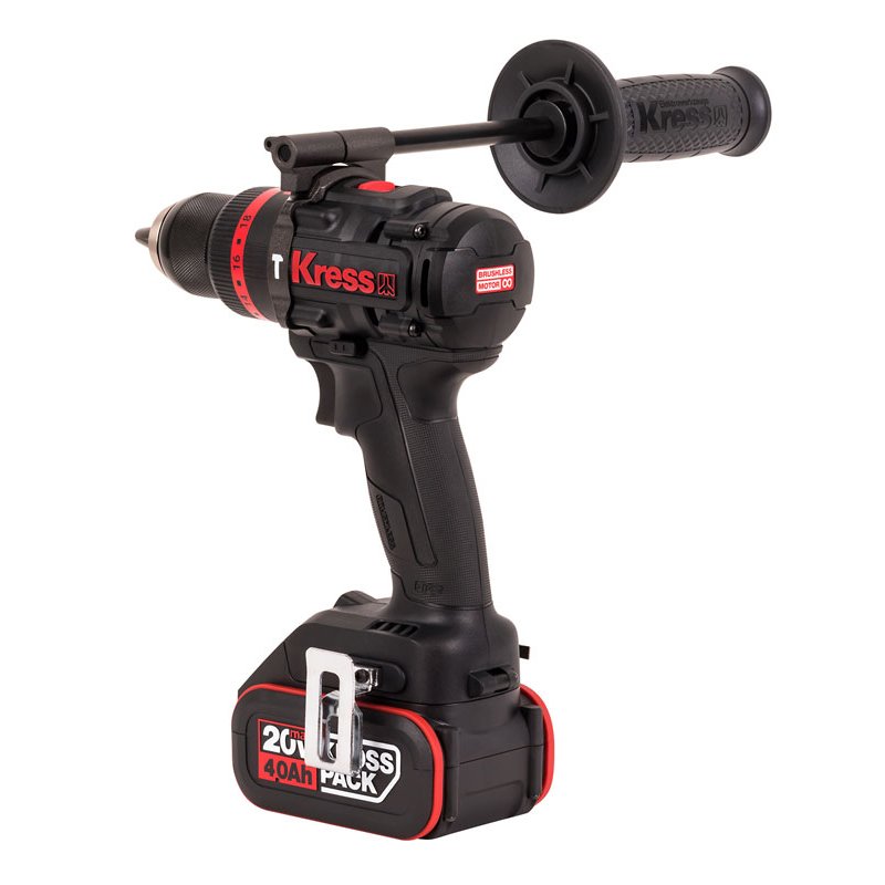 Дрель-шуруповерт аккумуляторная ударная бесщеточная KRESS KUC33, 20В, кейс