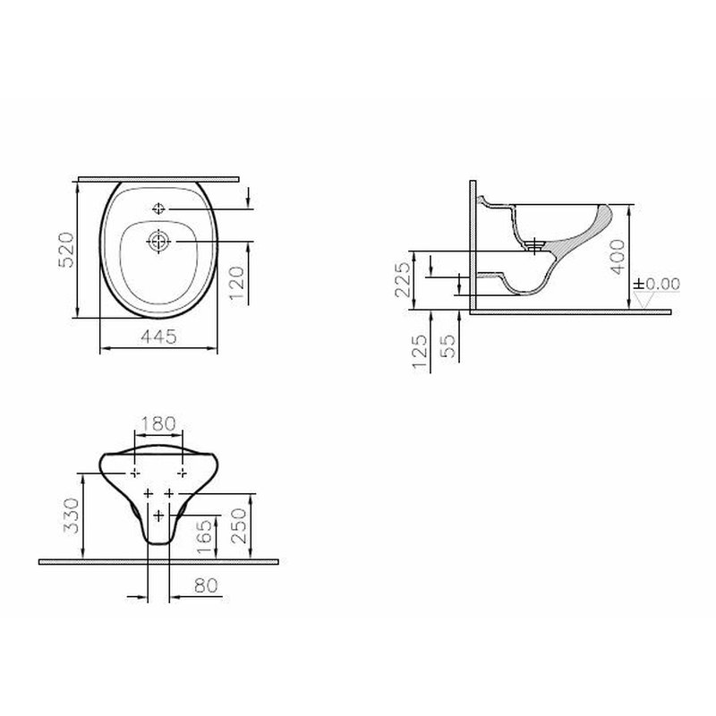 Биде, Vitra, Istanbul, подвесной, шгв 445*520*400, VitrA Clean, цвет-белый