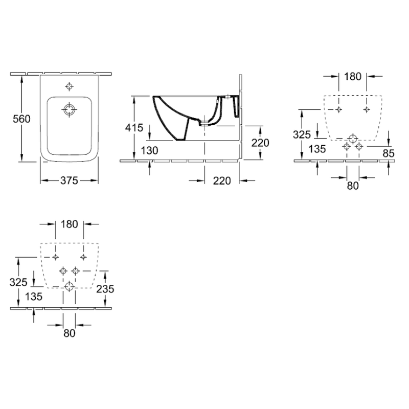 Биде, Villeroy&Boch, Venticello, подвесной, шгв 375*560*285, цвет-альпийский белый