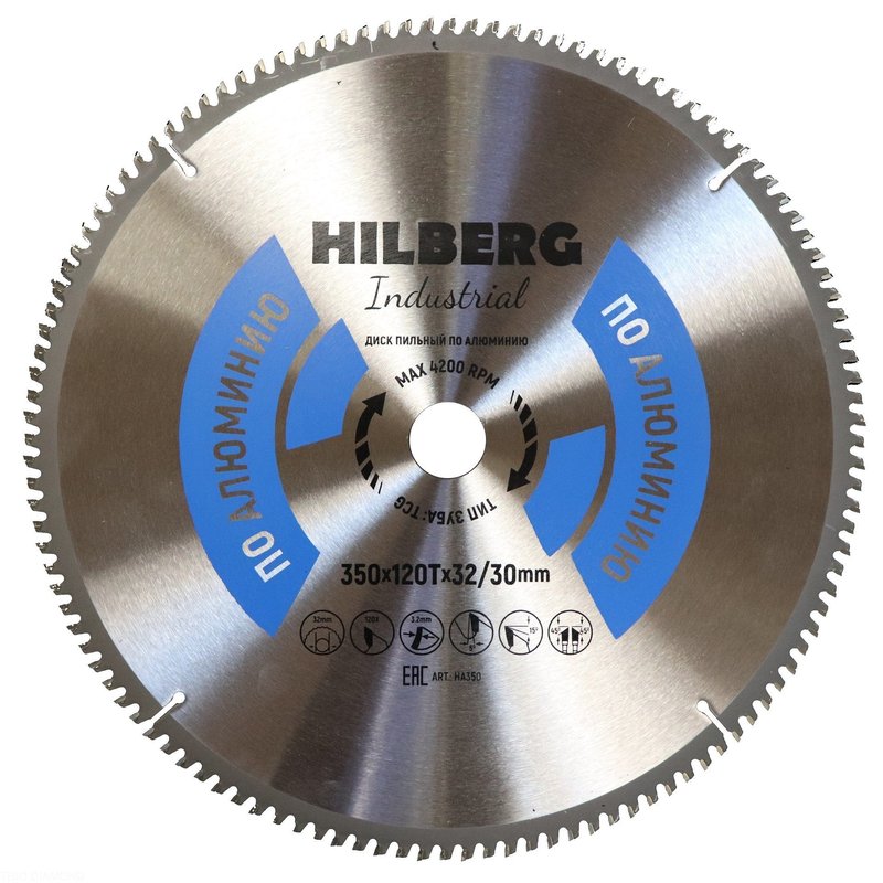Диск пильный Hilberg Industrial Алюминий 350*32/30*120Т Hilberg HA350