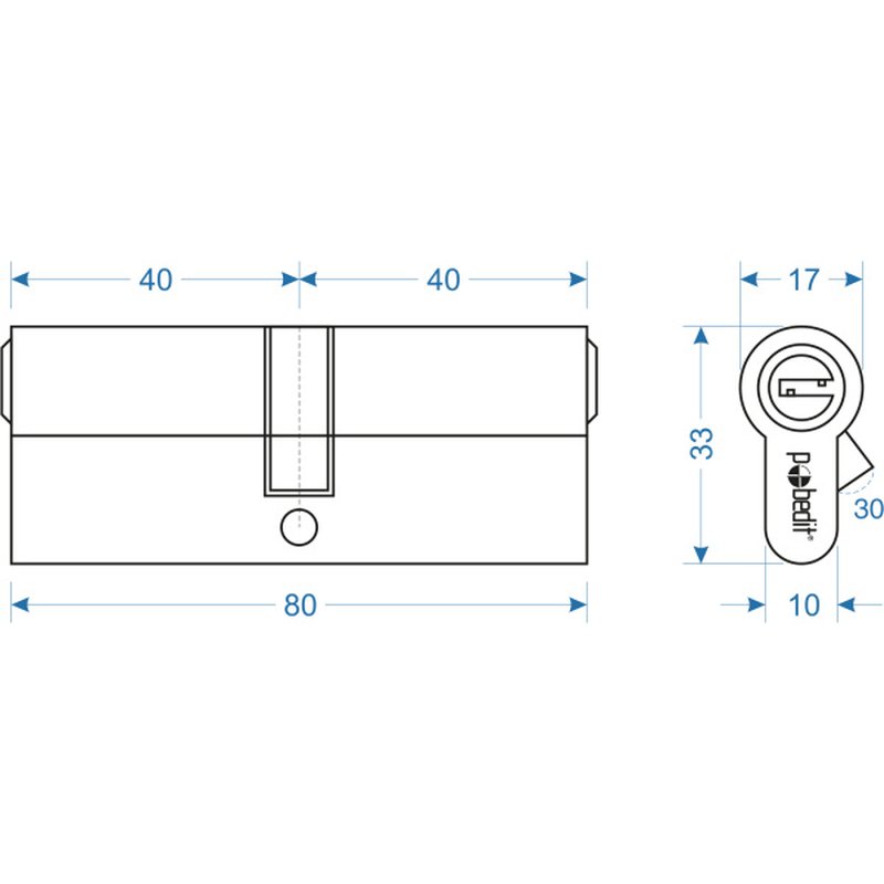 Цилиндр. механизм, ключ-ключ,цвет:золото,80 мм Pobedit Pobedit 8127080
