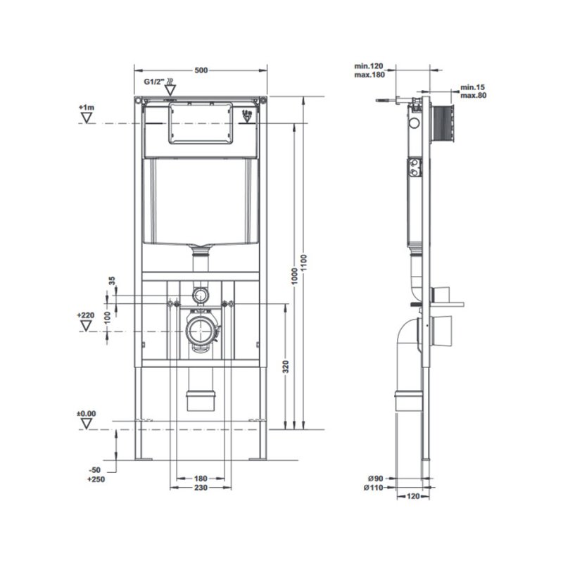 Инсталляция, Artceram, Installation System, для унитаза, шгв 500*180*1100